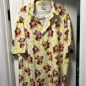 Men's Casual Button Down Shirt with Donkey Kong Print